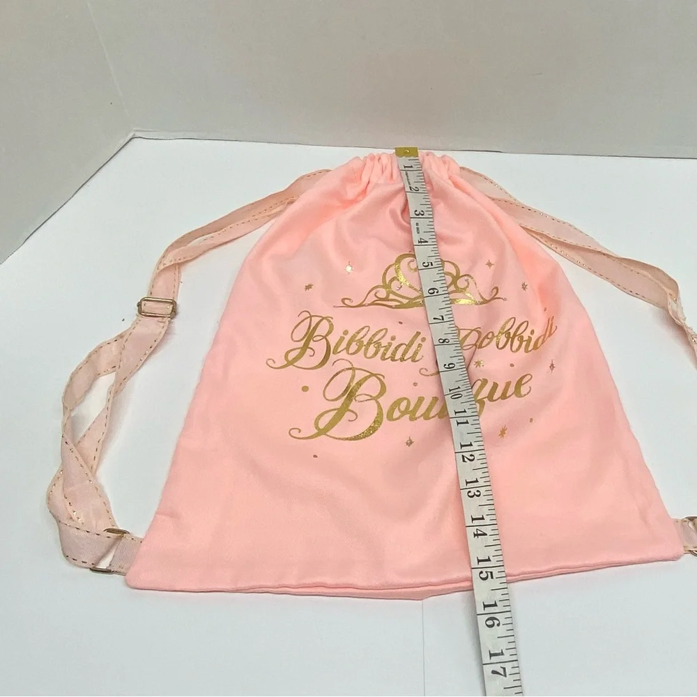 Disney Parks Bibbidi Bobbidi Boutique Pink Gold Cinch Fabric Backpack Princess